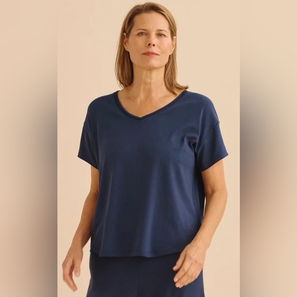 a domani sleep Breezy Short Sleeve Pajama Woven V Neck T Shirt Size XXL - Picture 1 of 13